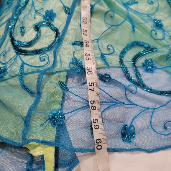 Vintage Y2K Cache Womens Dress Size Large Beaded Iridescent Gown Fairy Floral - Picture 11 of 13